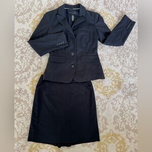 Banana Republic Black Pinstripe Blazer and Skirt Set